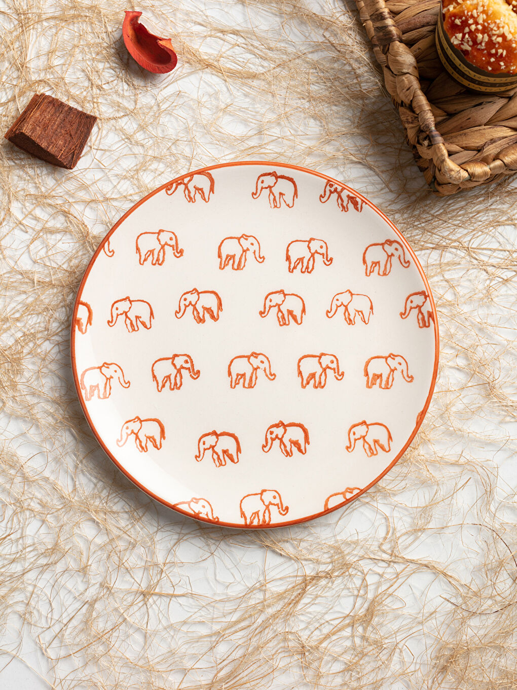 LCW HOME Elephant Printed Ceramic Cake Plate 21 Cm -W1FD70Z8-LSN