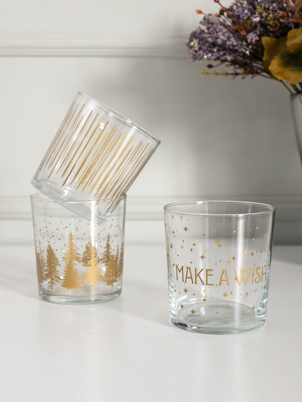 Christmas Themed Printed Glass Water Tumbler 3 380 Ml