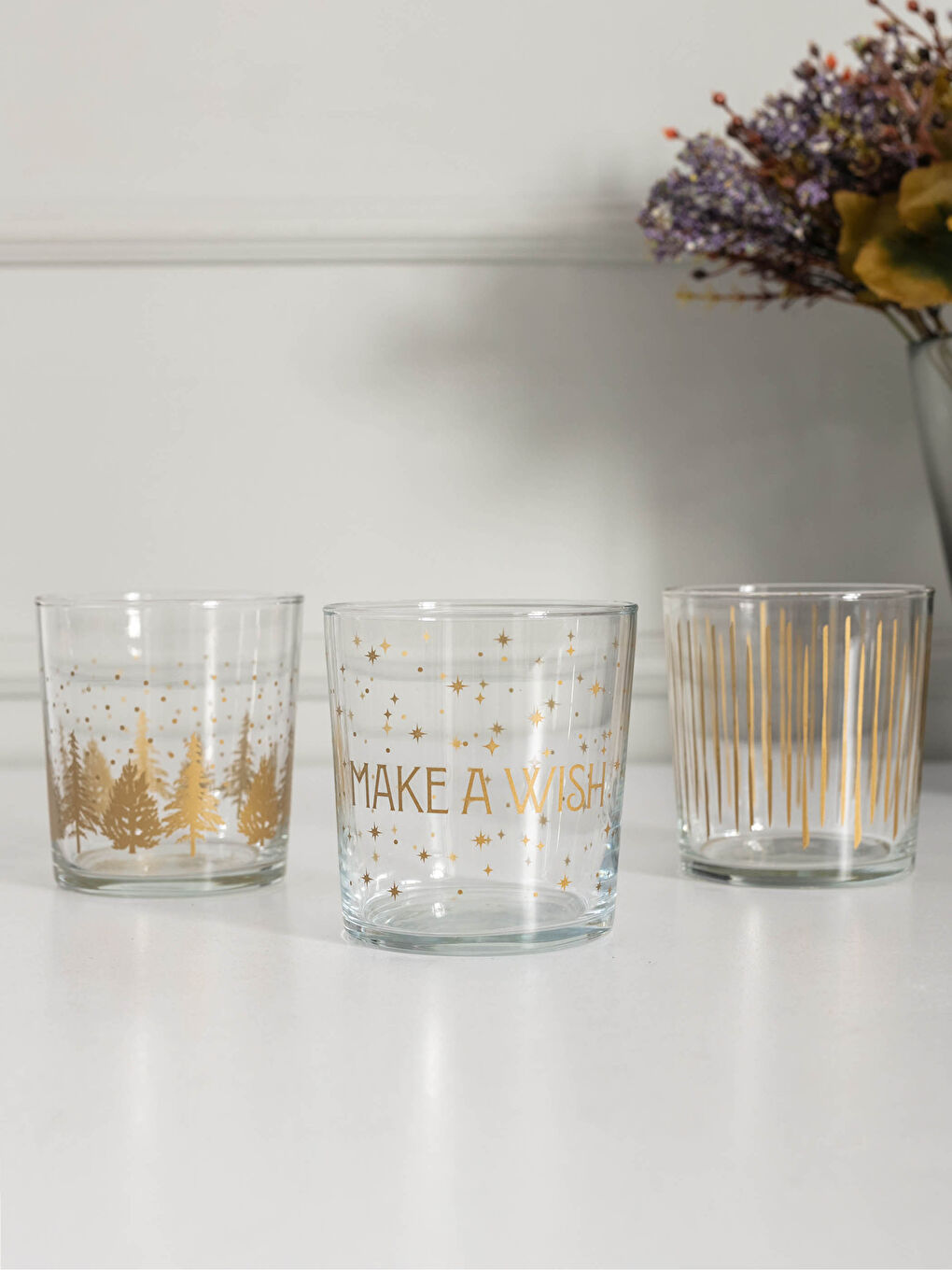 Christmas Themed Printed Glass Water Tumbler 3 380 Ml-1