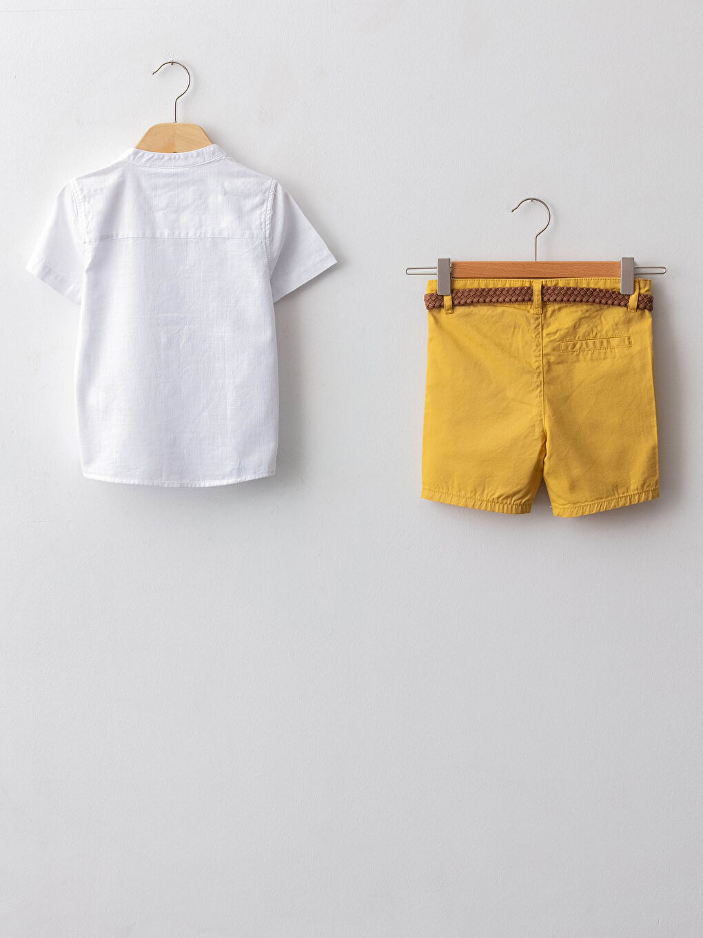 Grandad Collar Short Sleeved Pluto Printed Shirt and Shorts 2-Pack Set-1