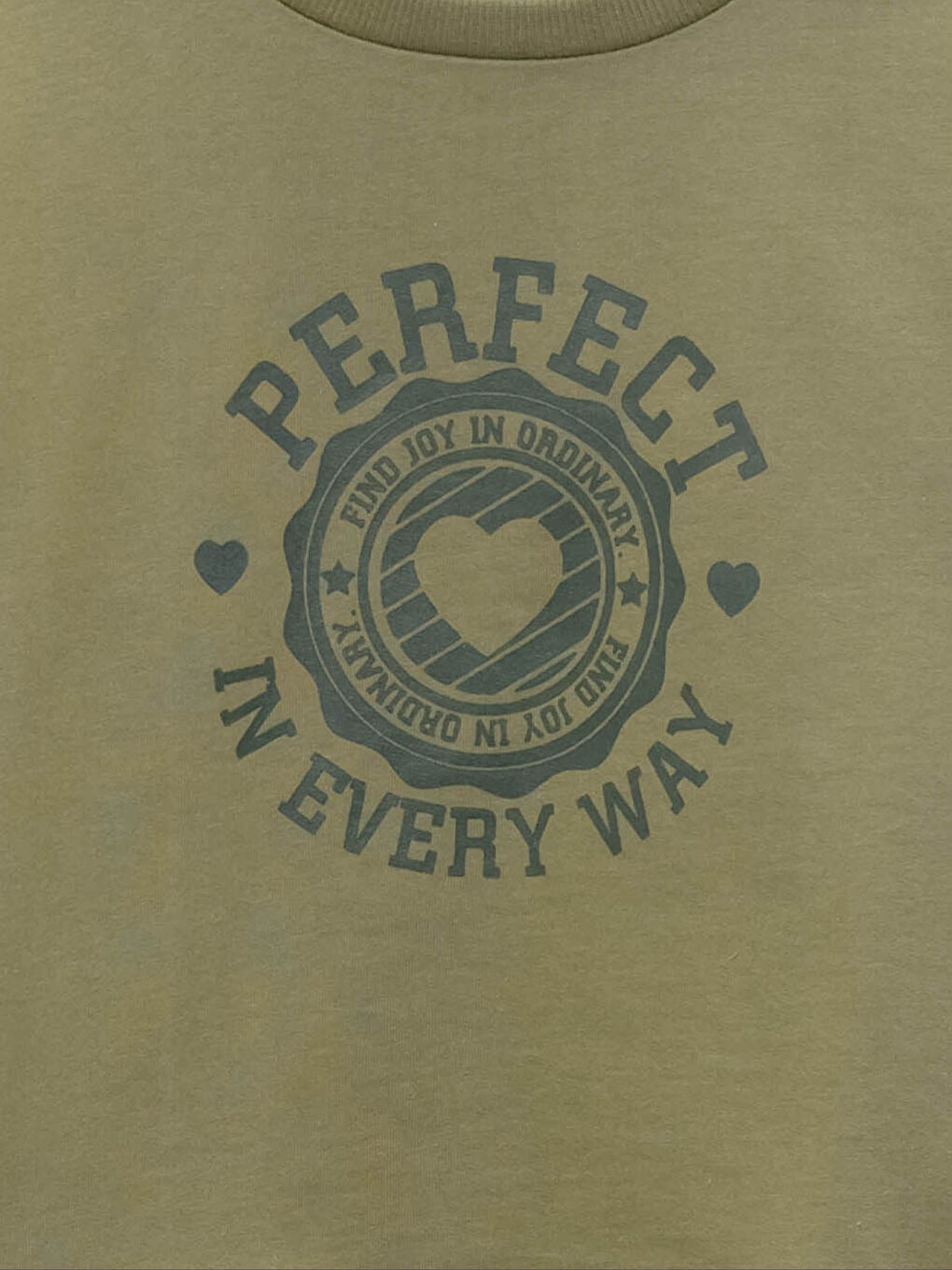 Haki Bisiklet Yaka Baskılı Uzun Kollu Kız Çocuk Sweatshirt-2