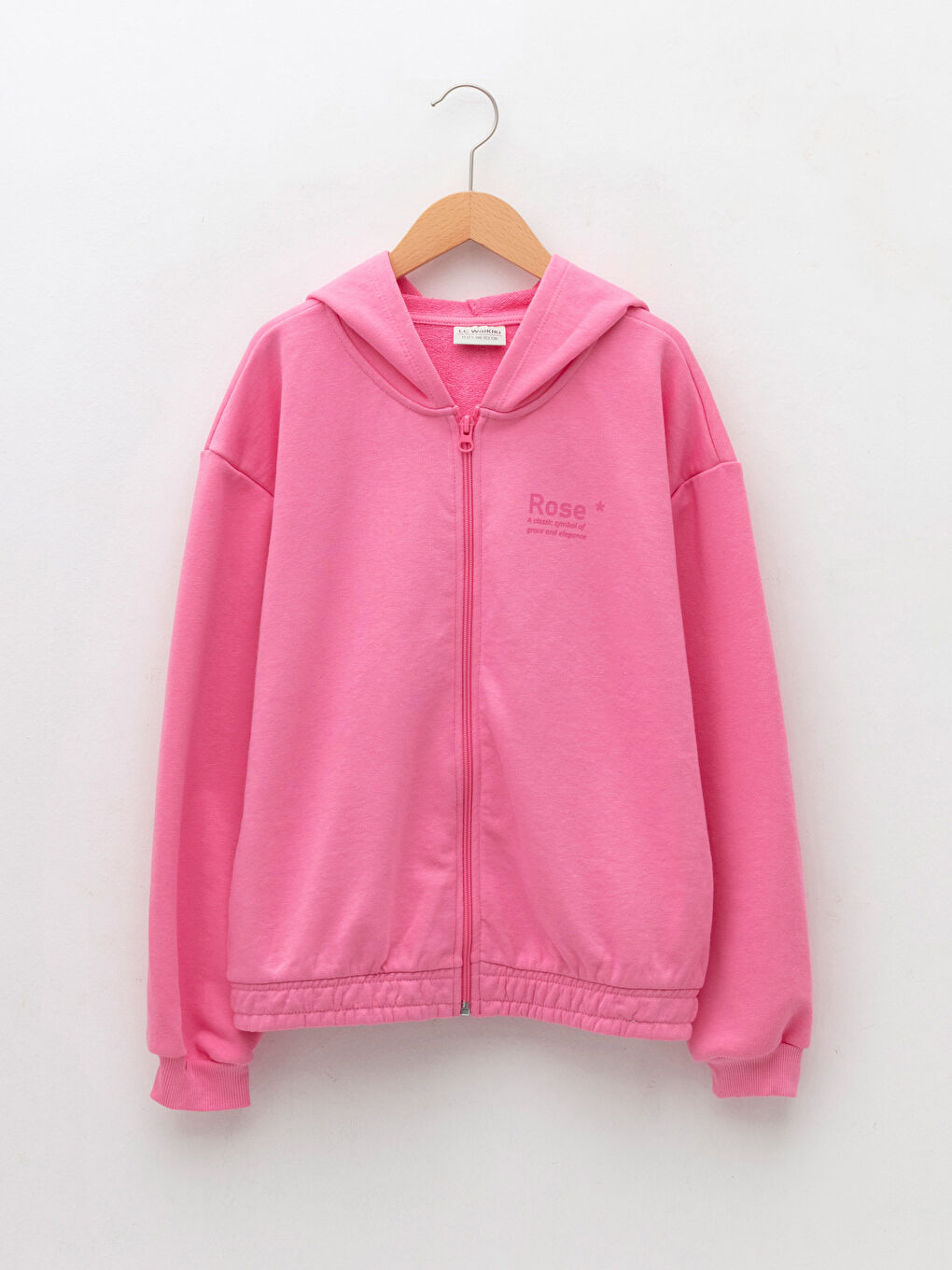 هودي بنات مطبوع عليه حروف كم طويل سويت شيرت بسحاب