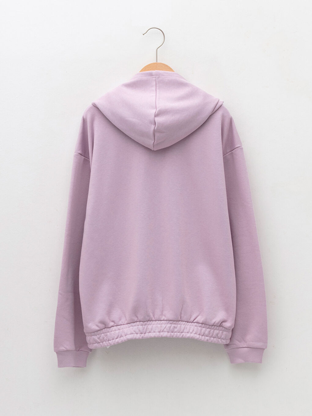 Lila Kapüşonlu Yazı Baskılı Uzun Kollu Kız Çocuk Fermuarlı Sweatshirt-1