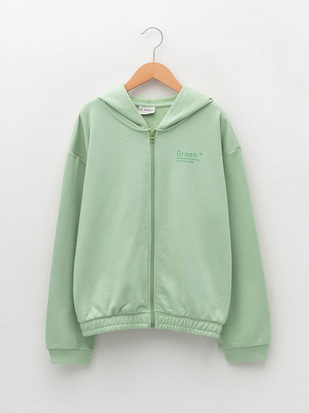 هودي بنات مطبوع عليه حروف كم طويل سويت شيرت بسحاب