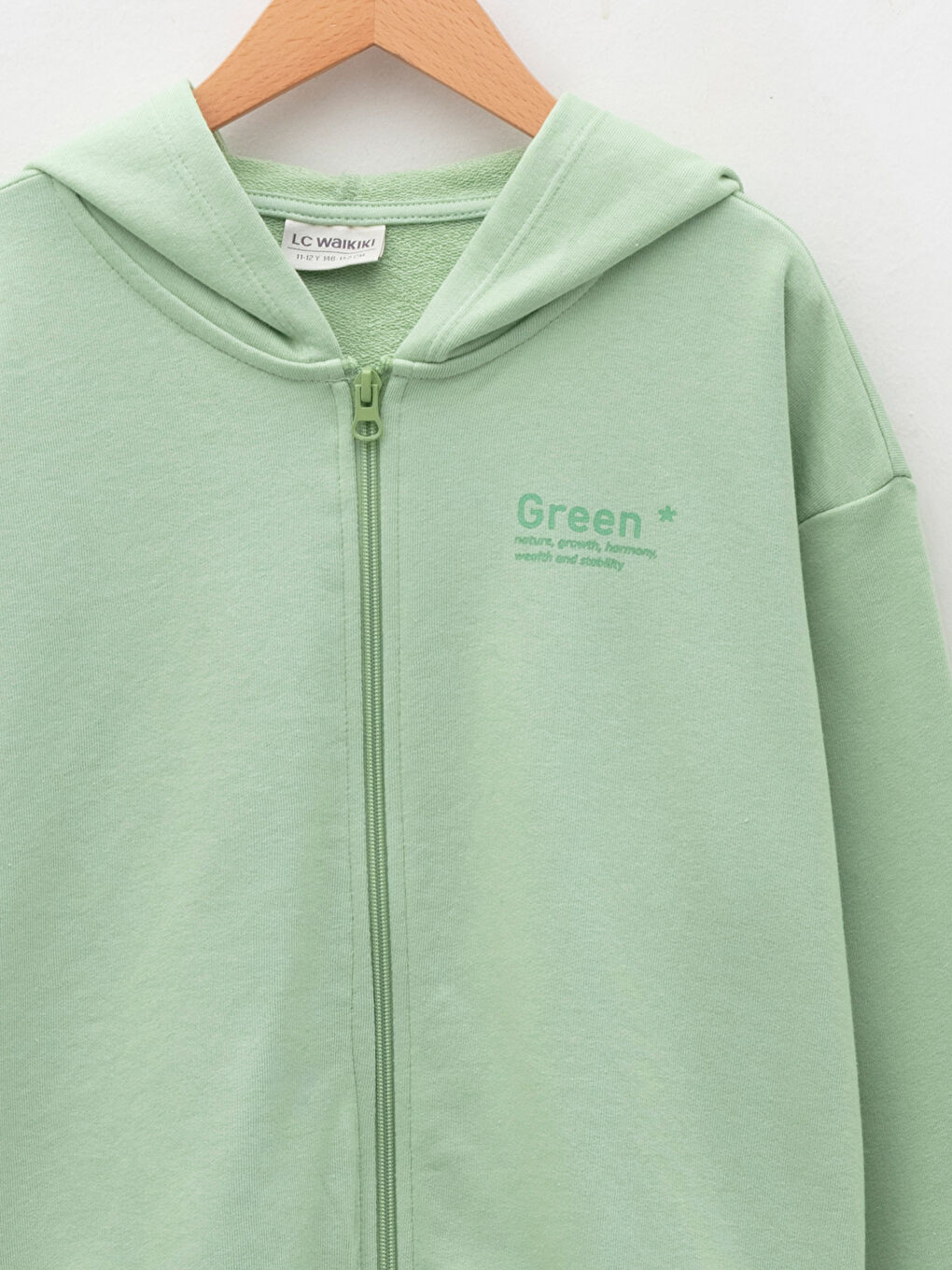 هودي بنات مطبوع عليه حروف كم طويل سويت شيرت بسحاب-2