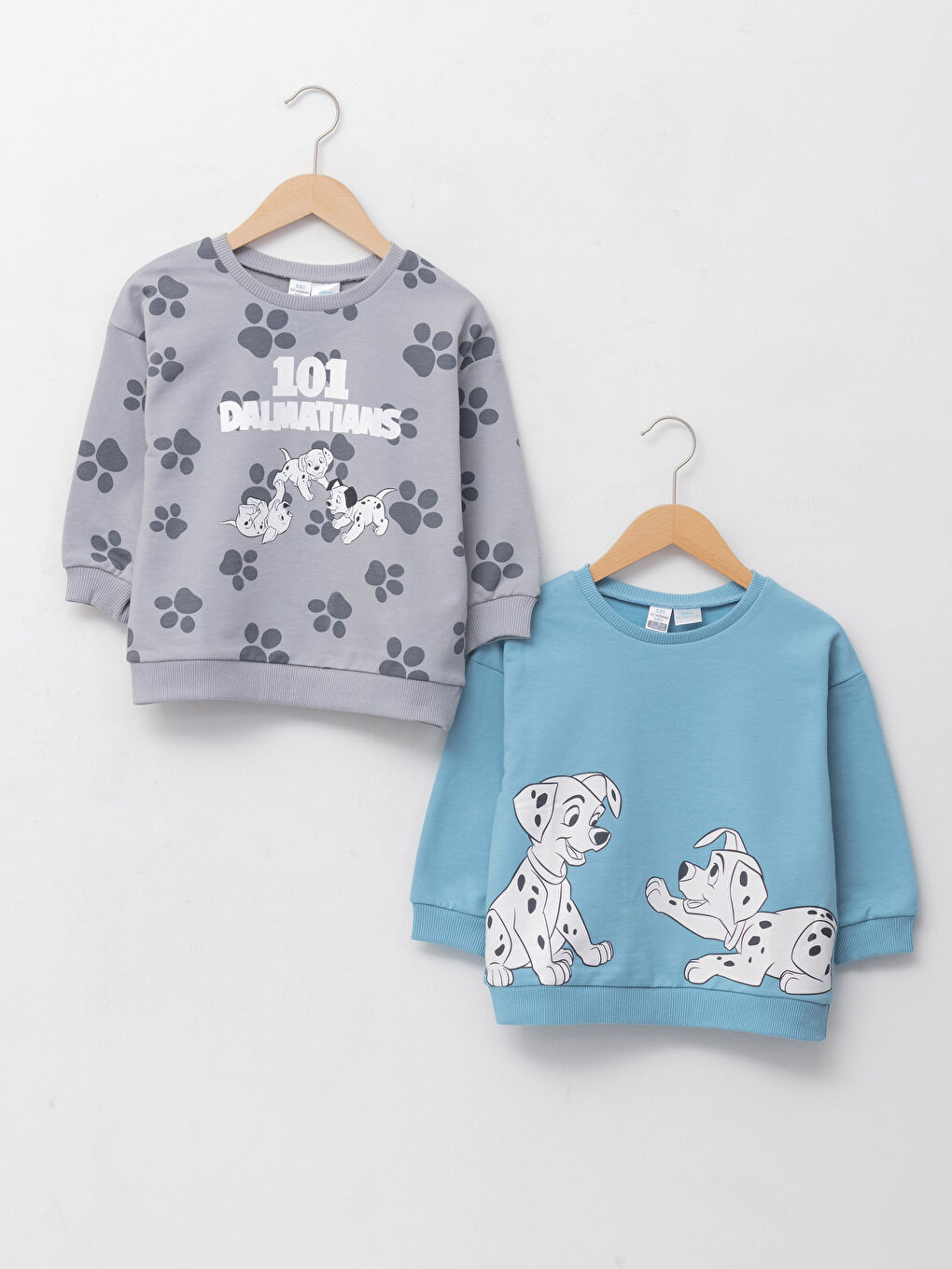 ياقة دائرية كم طويل 101 كلب مرقش مطبوع قطن سويت شيرت أولاد رضع - عبوة من 2