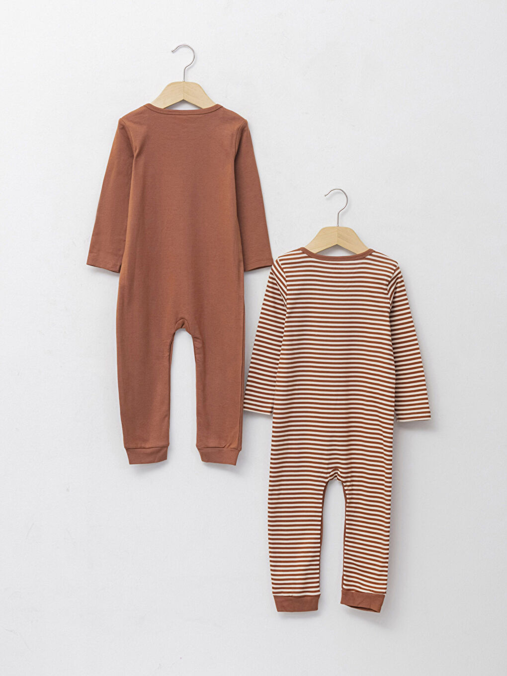 Bisiklet Yaka Uzun Kollu Baskılı Pamuklu Erkek Bebek Tulum 2'li-1