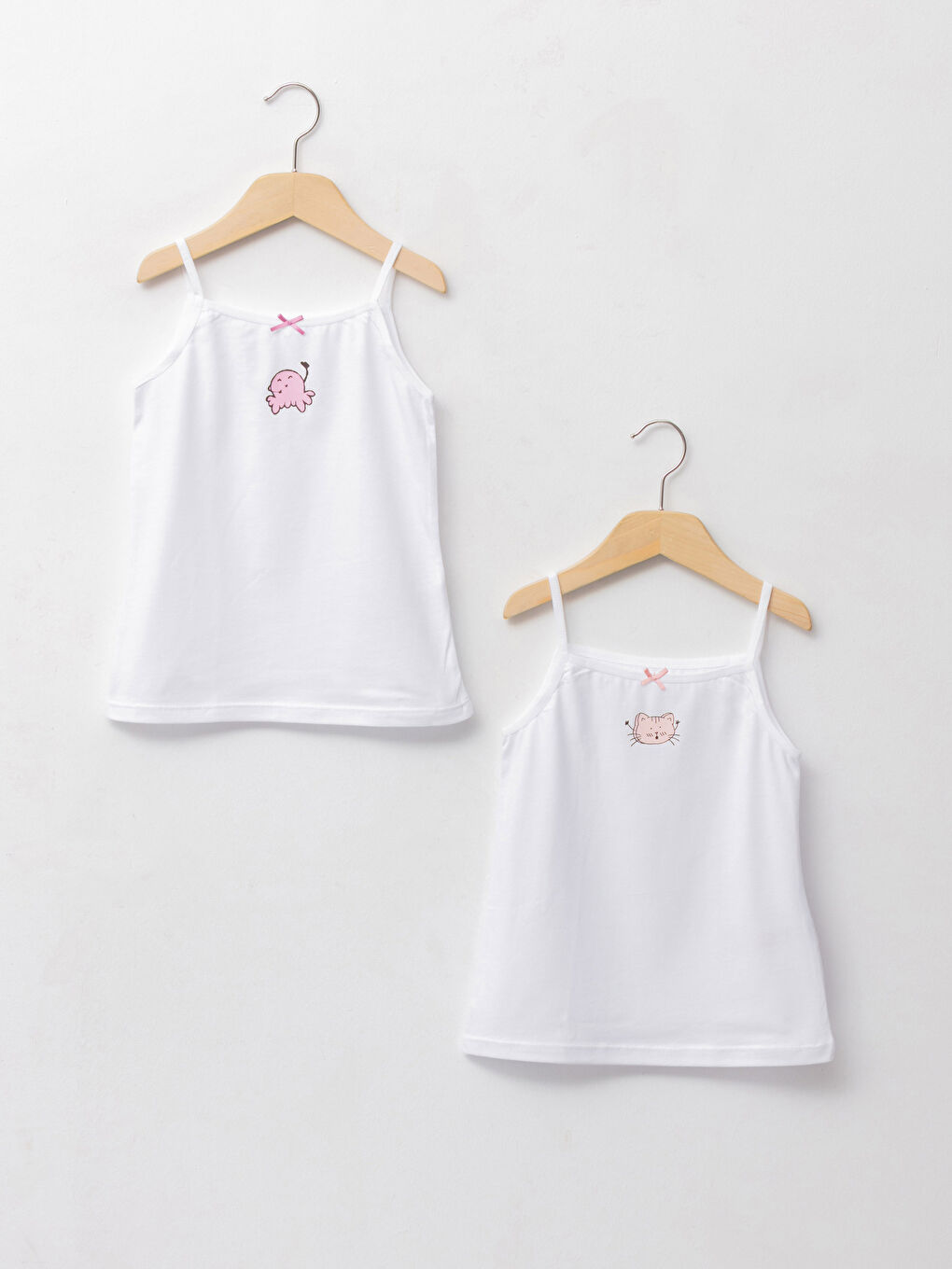 Square Neck Printed Strappy Cotton Girl Singlet 2-Pack