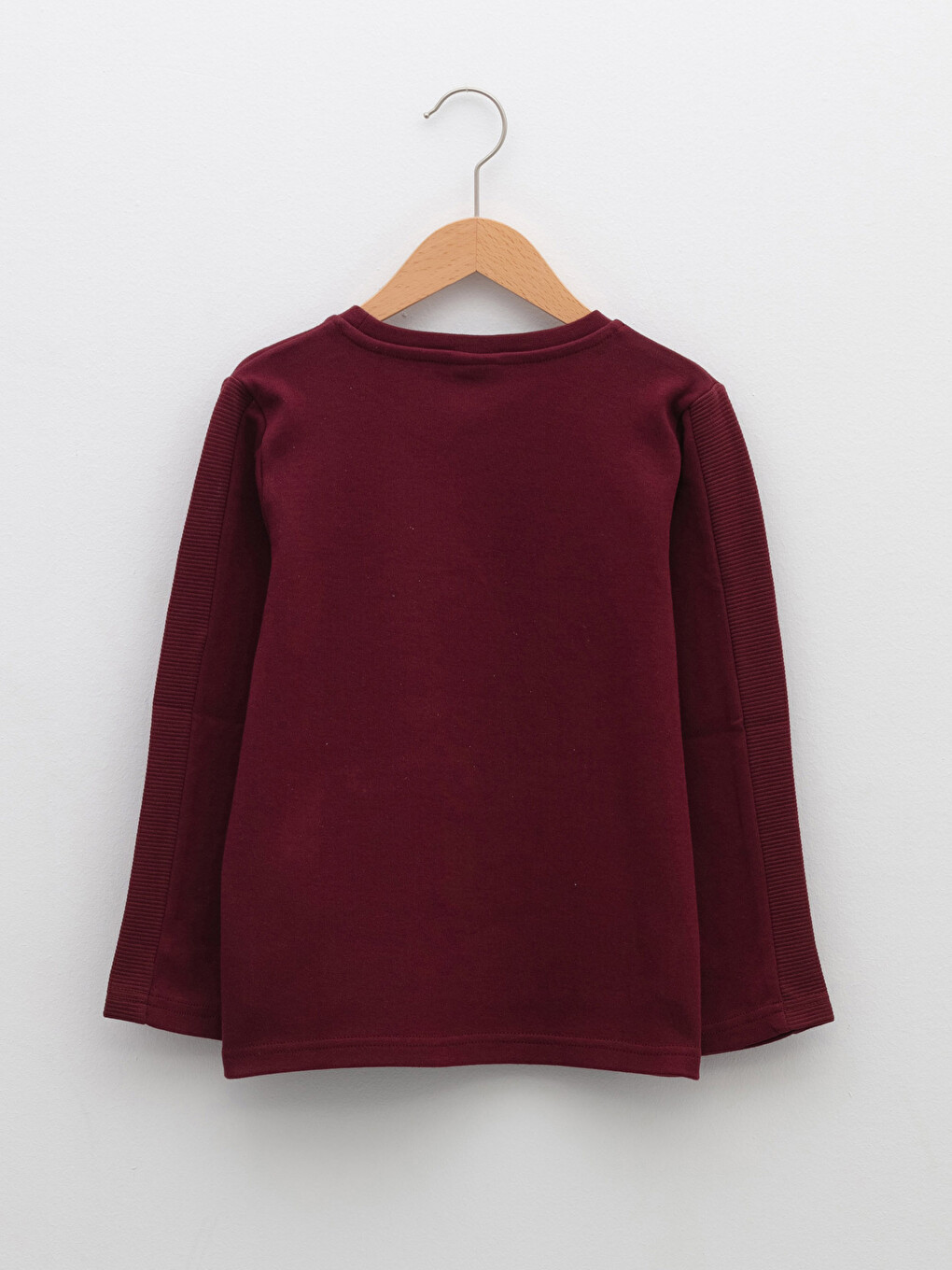 Bordo Bisiklet Yaka Basic Uzun Kollu Erkek Çocuk Tişört-1