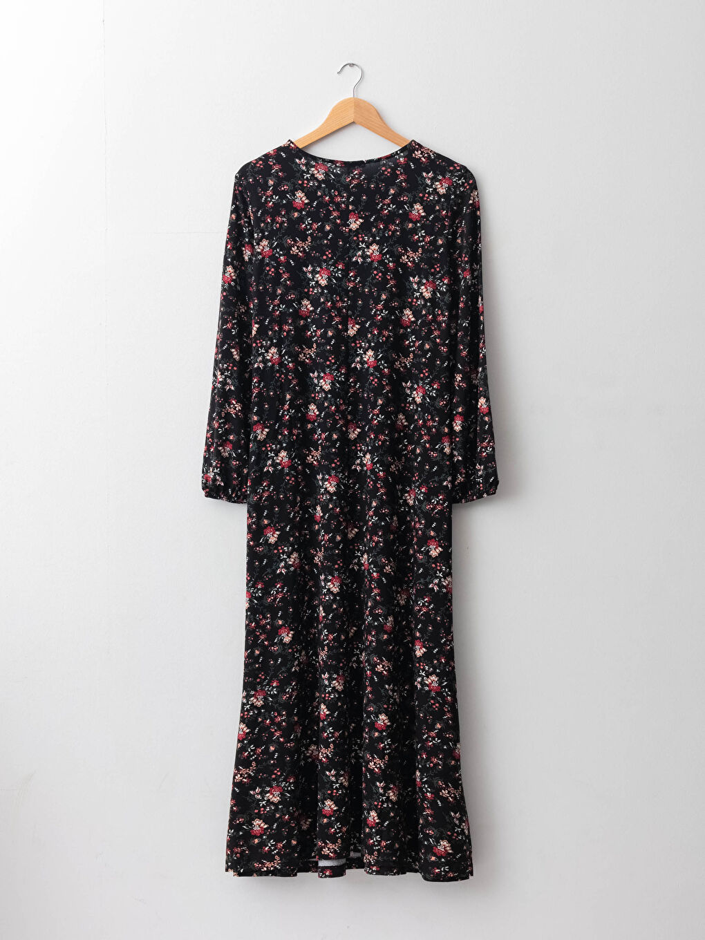 Rochie pentru Femei cu Guler Rotund Floral Mânecă Lungă Croiala A din Vâscoză-6