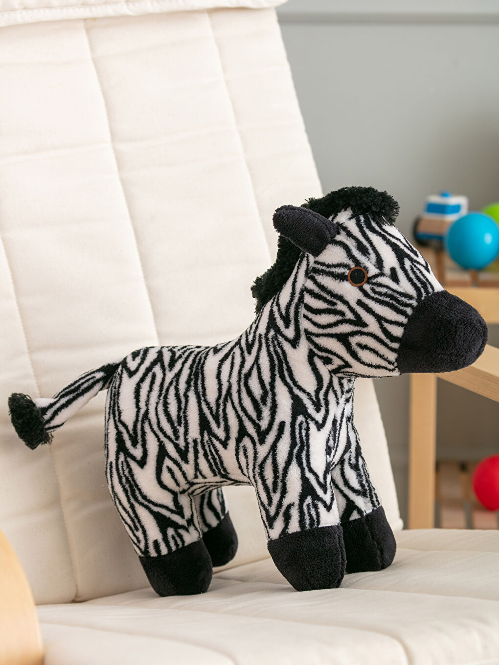 Coussin Zèbre Bébé Brodé et Rembourré avec Détails 34x33 Cm