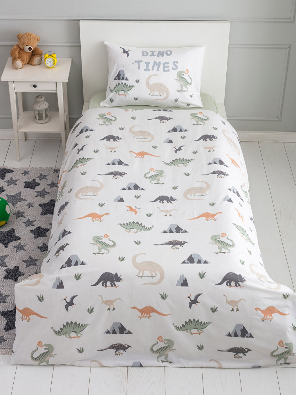 LCW HOME Dinosaurier Bedruckte Gewebte Bettbezug-Garnitur für Jungen -W1FJ39Z4-F9C