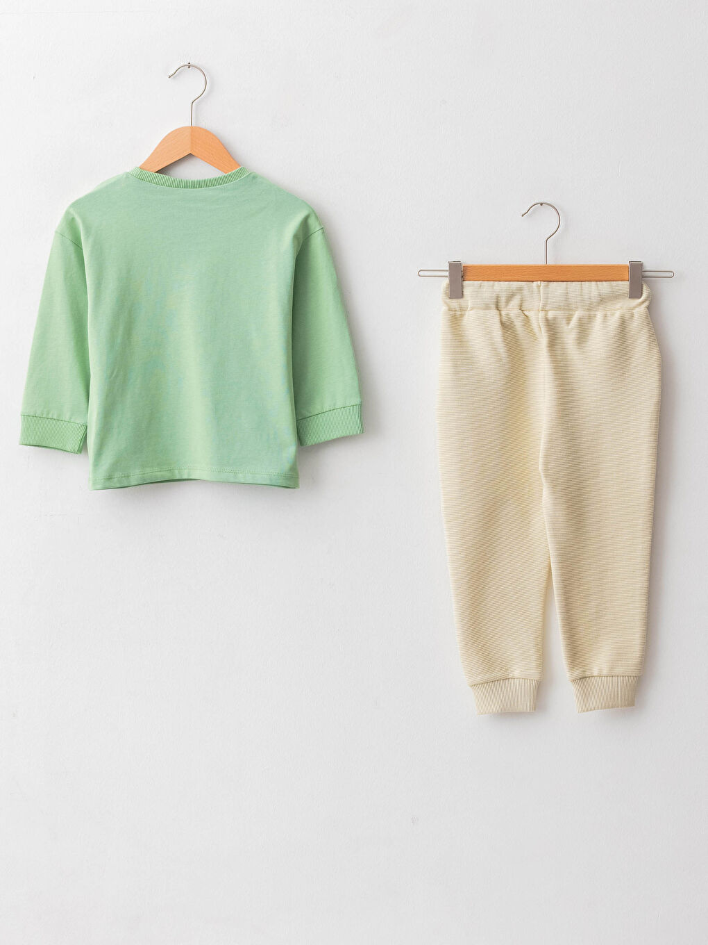 تيشيرت كم طويل بياقة دائرية قطن وبنطلون طقم 2 قطع للأولاد الرضع-1