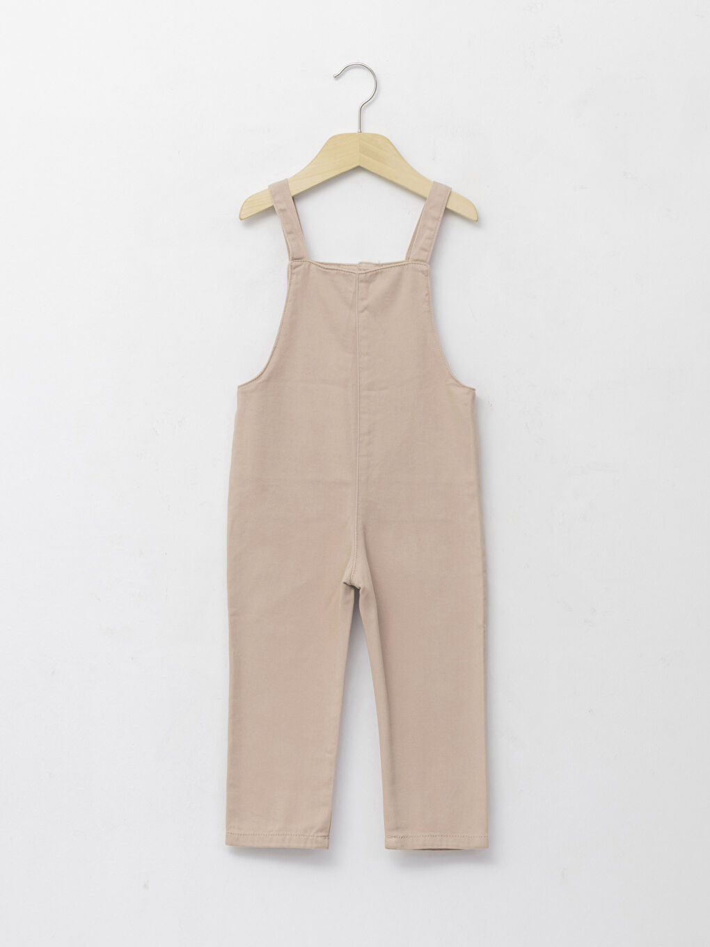 Bej Kare Yaka Askılı Basic Kız Bebek Salopet-1