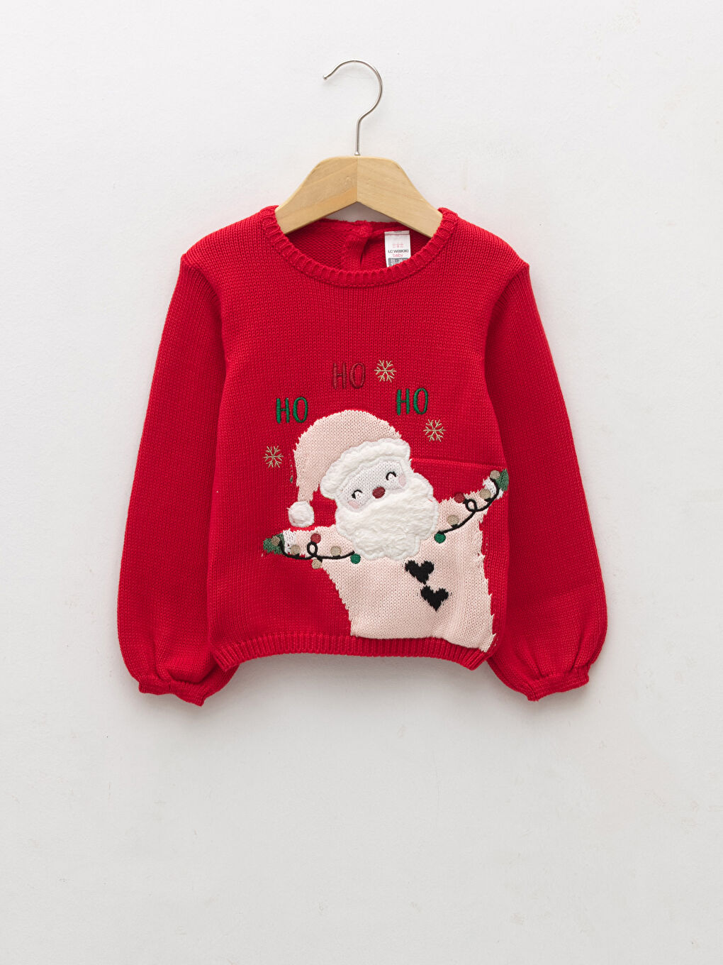 Pull-over en tricot à col rond et manches longues thème Nouvel An pour bébé fille