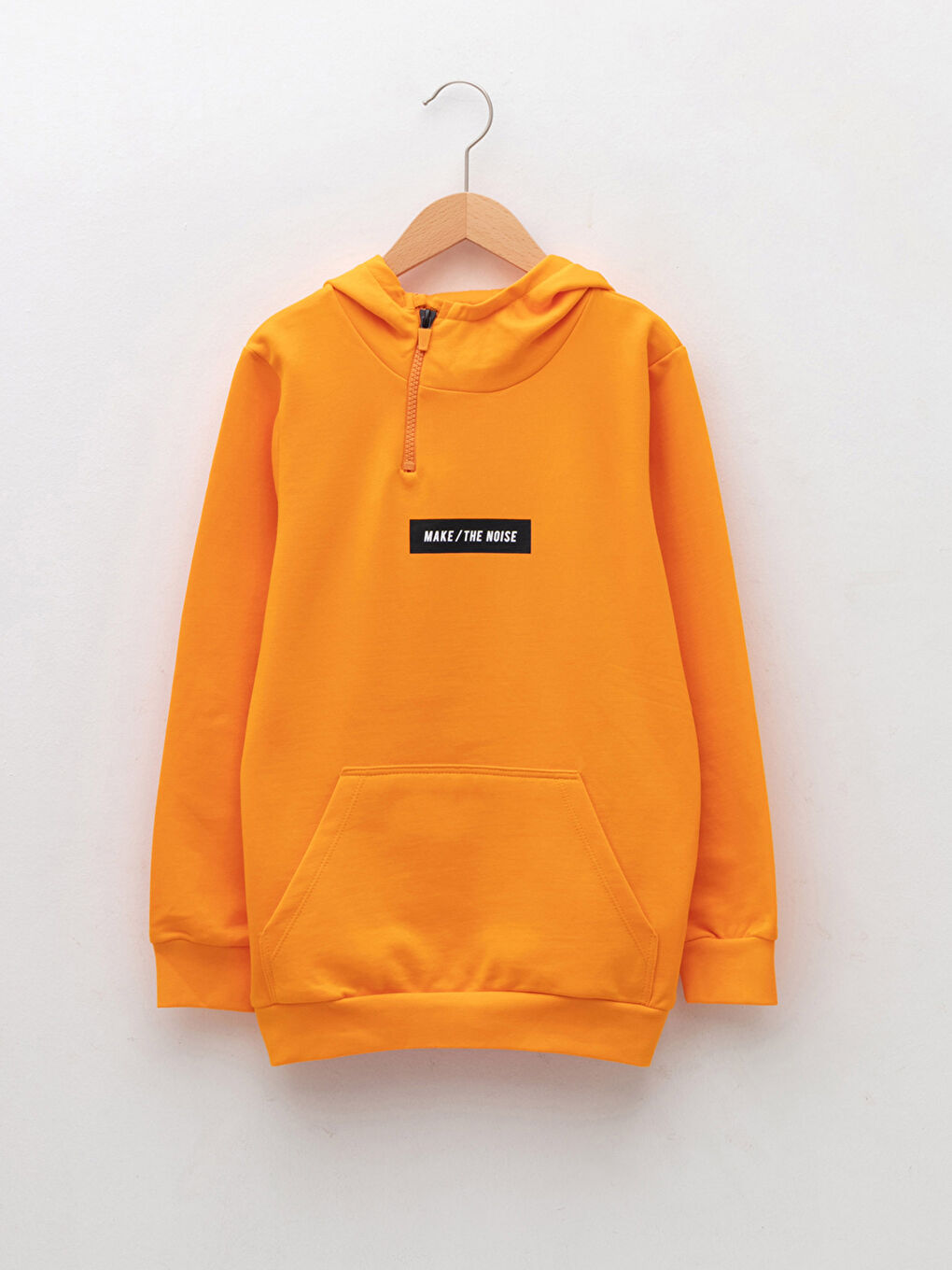 Turuncu Kapüşonlu Baskılı Uzun Kollu Erkek Çocuk Sweatshirt