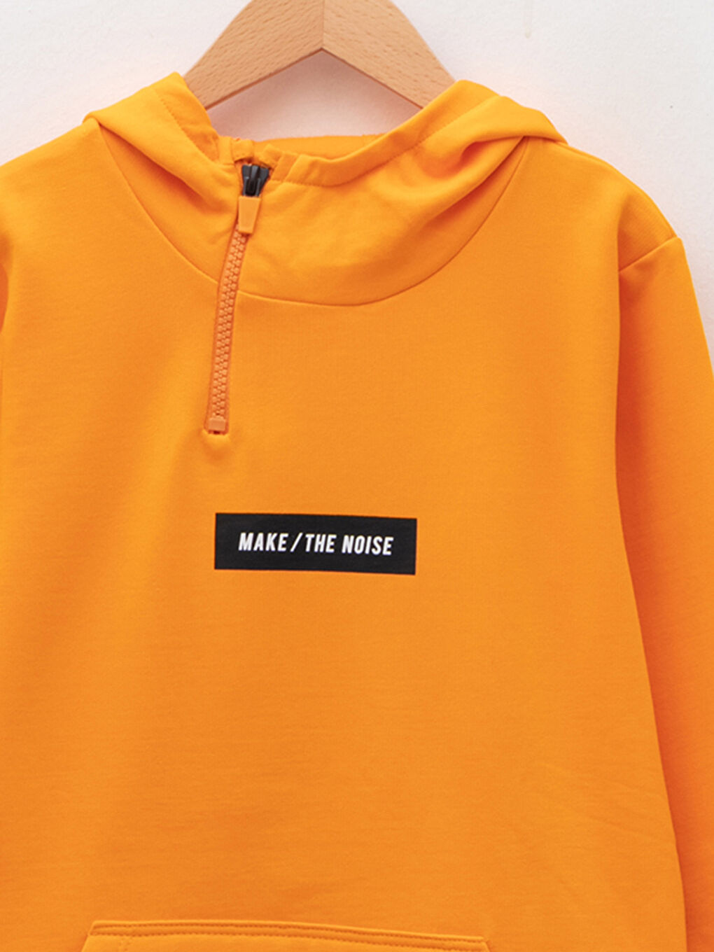 Turuncu Kapüşonlu Baskılı Uzun Kollu Erkek Çocuk Sweatshirt-2