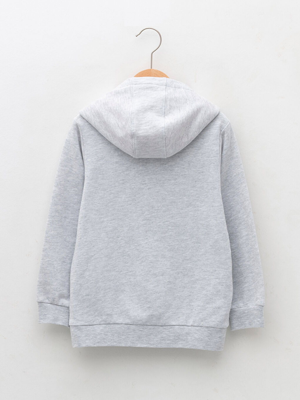 Gri Kapüşonlu Baskılı Uzun Kollu Erkek Çocuk Sweatshirt-1