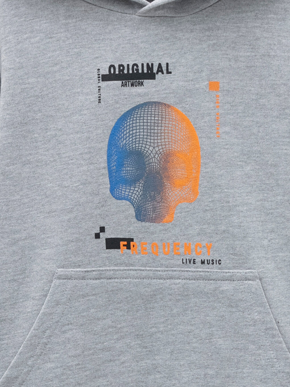 Gri Kapüşonlu Baskılı Uzun Kollu Erkek Çocuk Sweatshirt-2