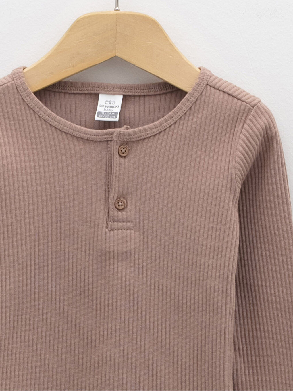 Kahverengi Bisiklet Yaka Uzun Kol Basic Erkek Bebek Pijama Takımı-2