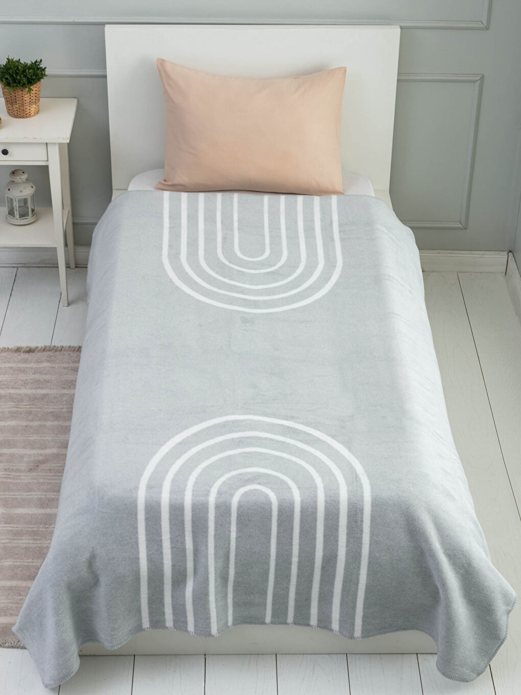 Tek Kişilik Pamuklu Desenli Battaniye 150x200 cm-1