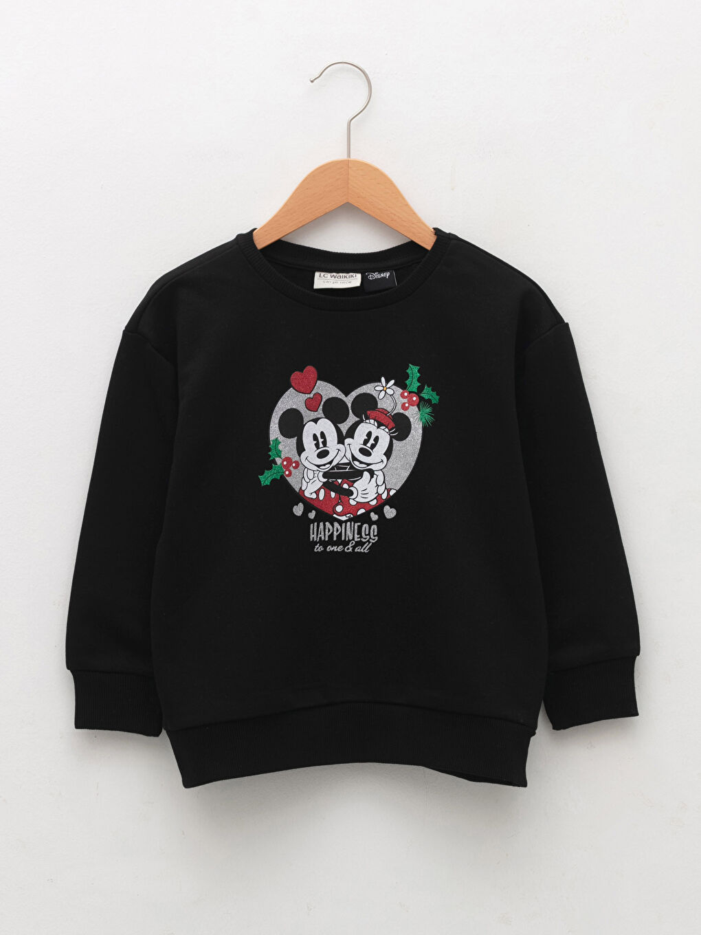LCW Kids Crew Neck Minnie and Mickey Mouse Printed New Year Themed Long Sleeve Girl Sweatshirt -W1FP67Z4-CVL