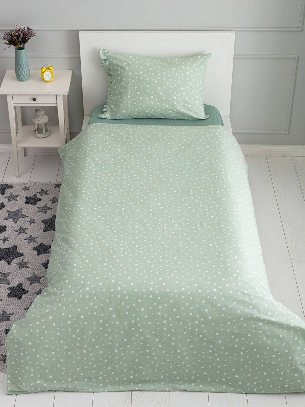 Polka Dot Patterned Woven Girl Bed Linen Set-2