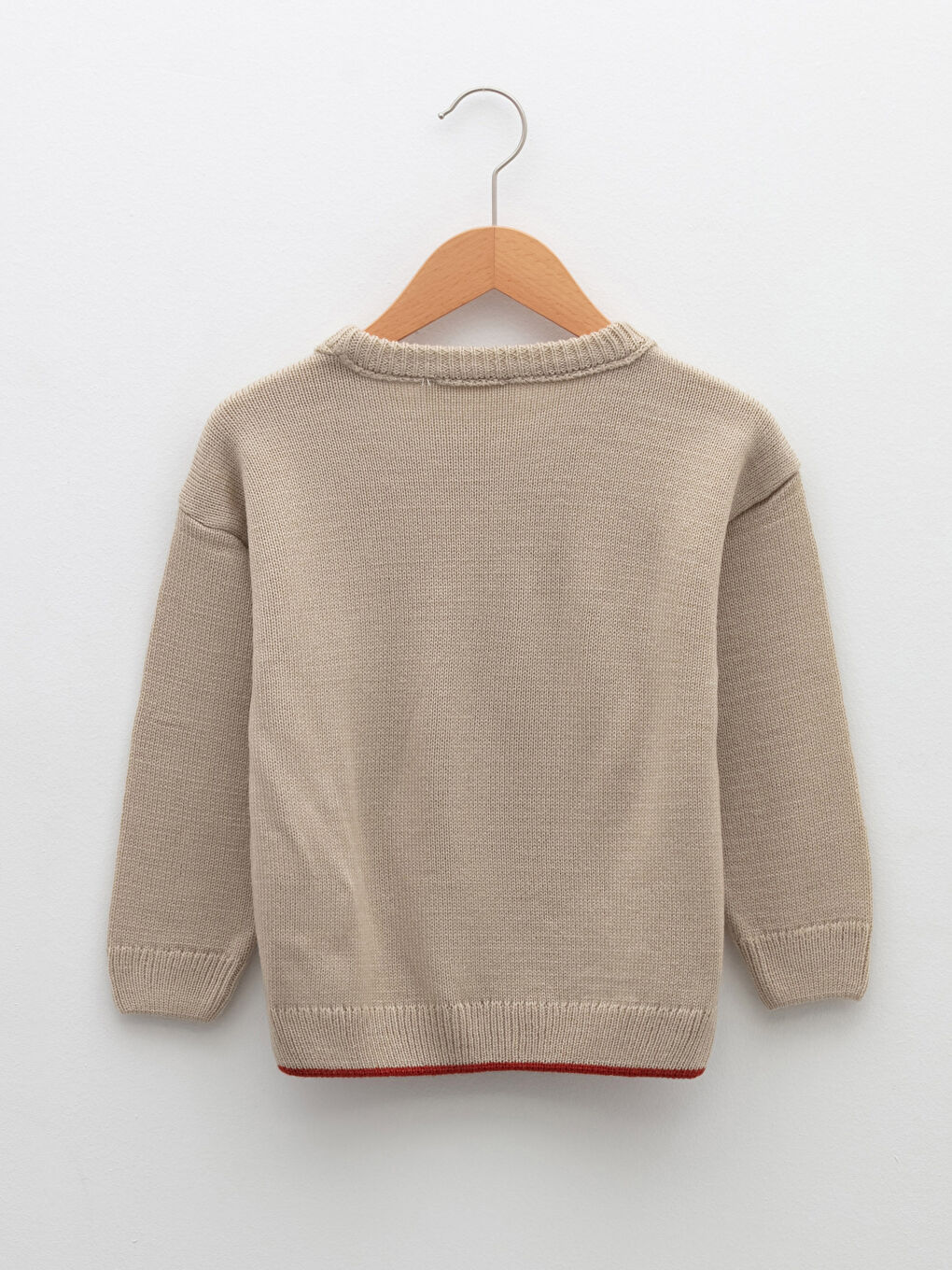 سترة تريكو بنقشة ياقة دائرية وكم طويل للأولاد الرضع-1