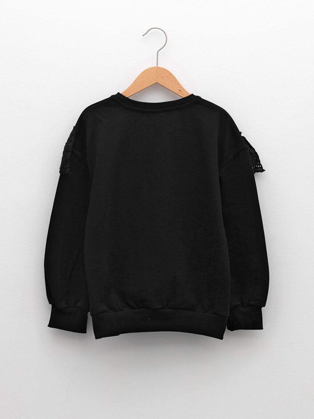 Свитшот с круглым вырезом, оборками и фигурной отделкой, с длинным рукавом для девочек-1