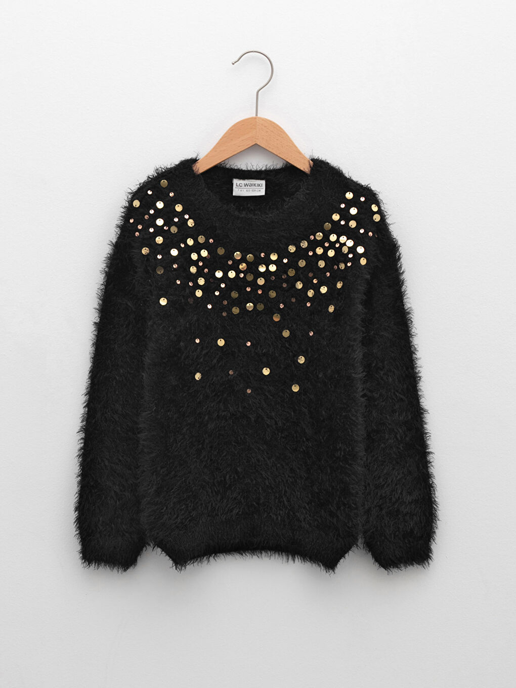 Crew Neck Sequin Long Sleeve Girl Tricot Sweater