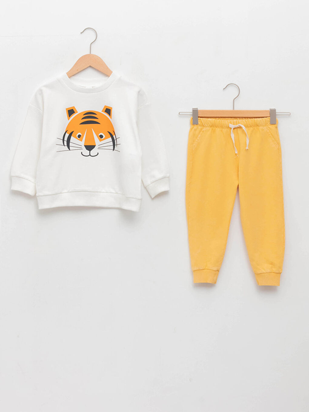 Crew Neck Long Sleeve Printed Cotton Baby Boy Sweatshirt and Trousers 2-Pack Set