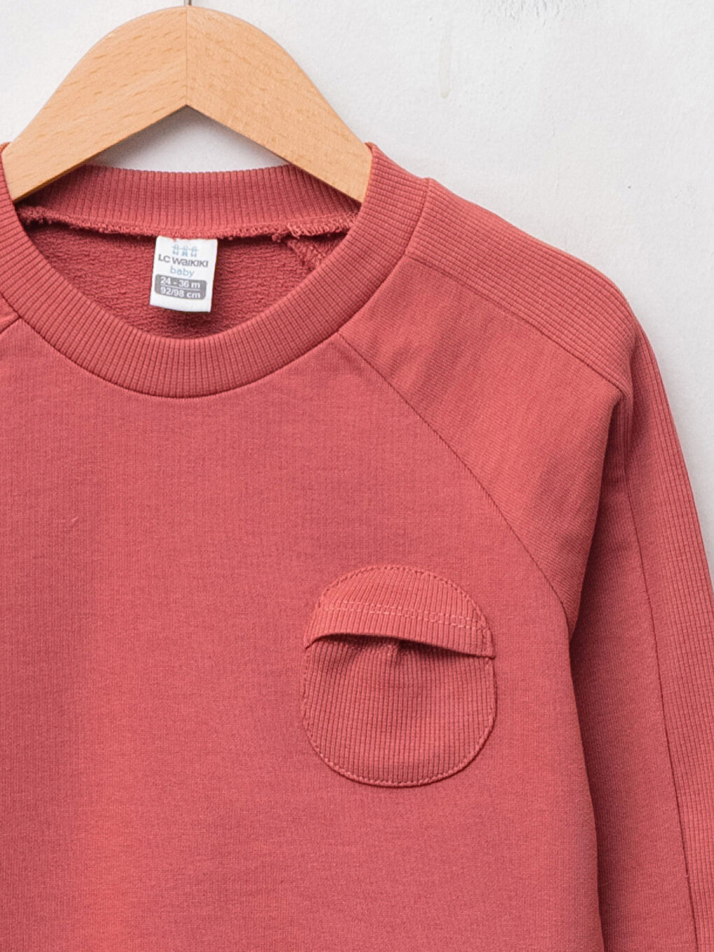 Kırmızı Bisiklet Yaka Basic Uzun Kollu Erkek Bebek Sweatshirt ve Eşofman Alt 2'li Takım-2