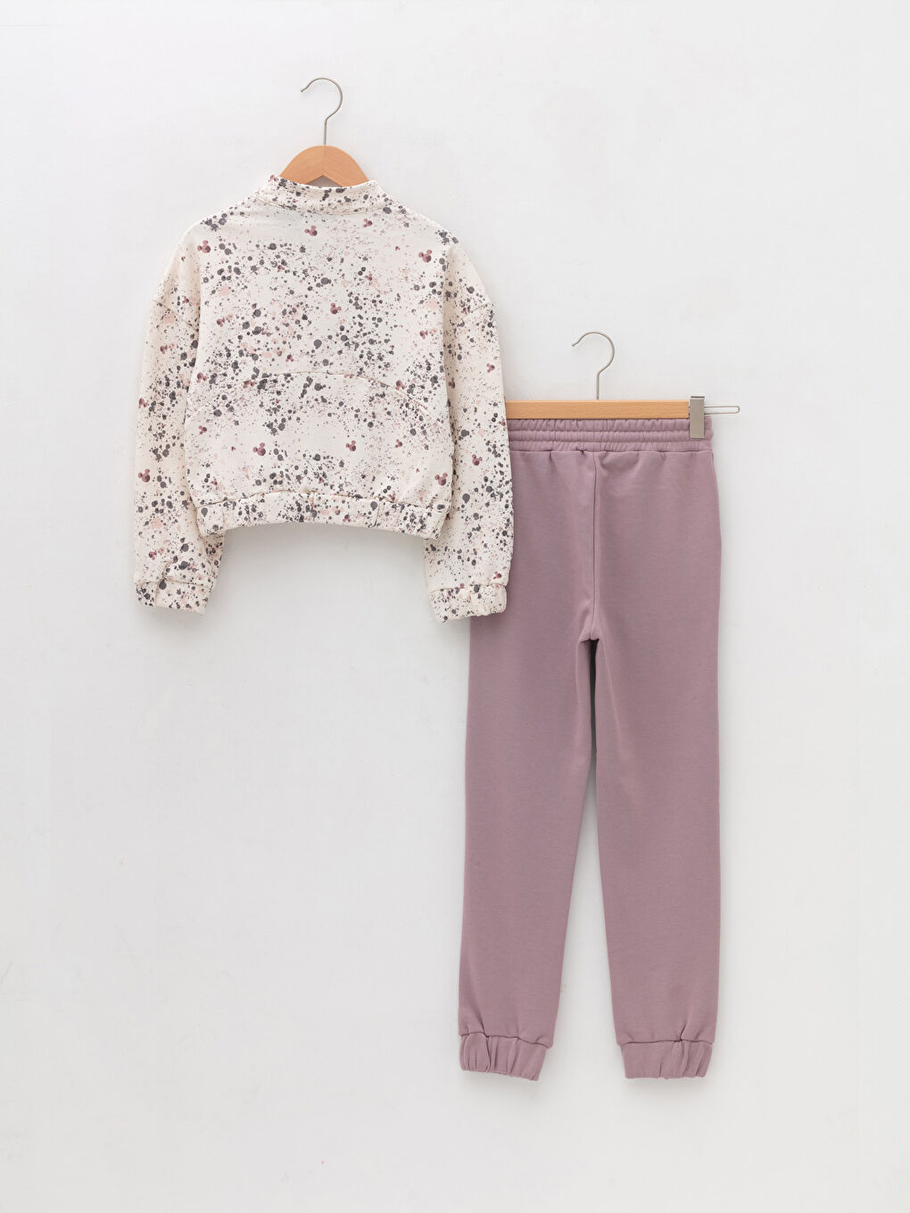 High Collar Mickey Mouse Printed Long Sleeve Girls' Sweatshirt and Tracksuit Bottoms-1