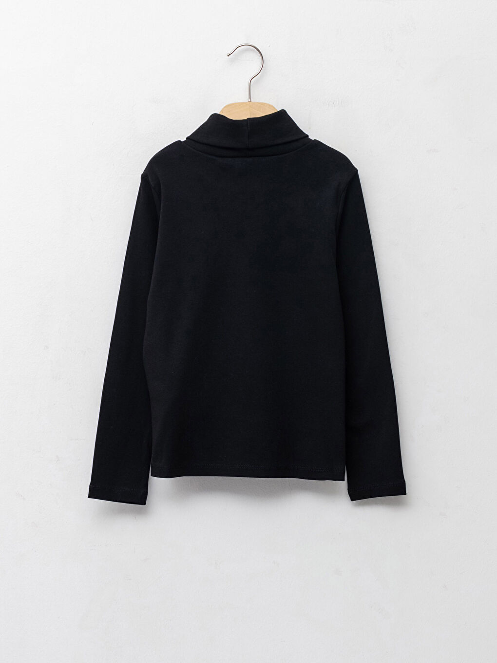 Siyah Balıkçı Yaka Baskılı Uzun Kollu Kız Çocuk Tişört-1