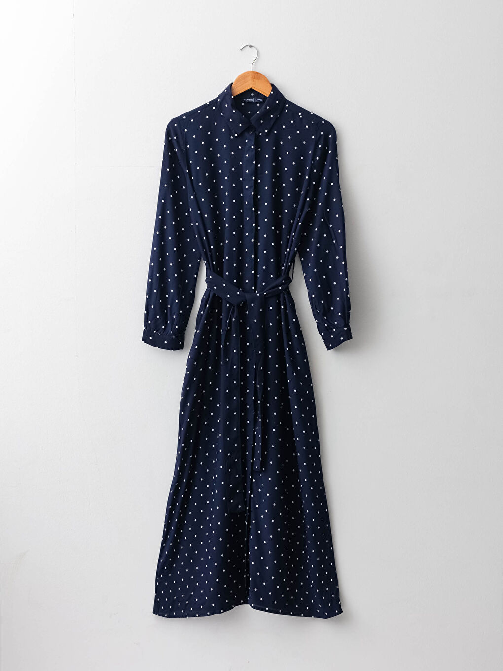 Polka Dot Long Sleeve Viscose Women Shirt Dress-6