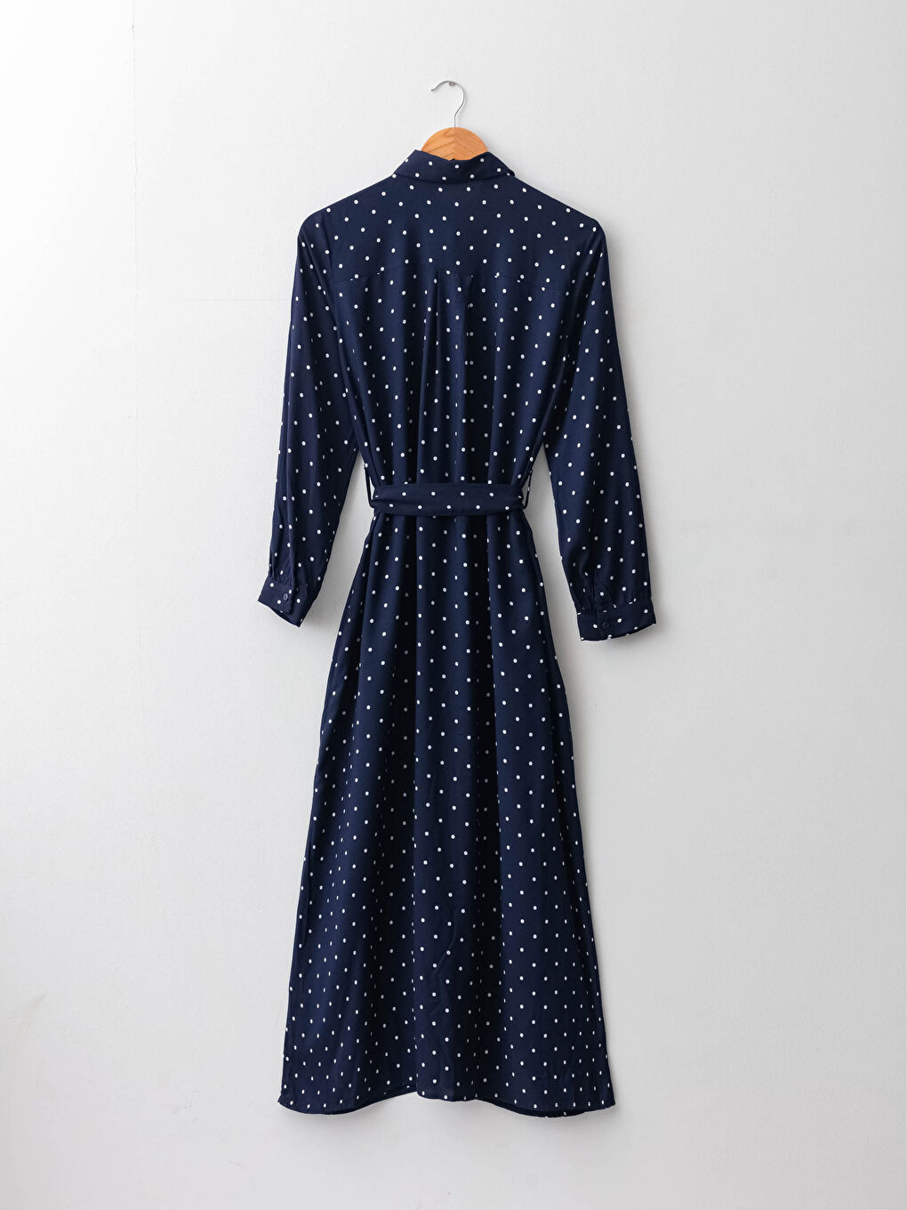 Polka Dot Long Sleeve Viscose Women Shirt Dress-7