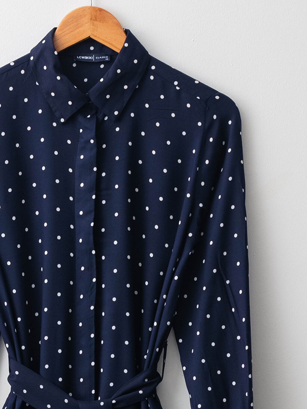 Polka Dot Long Sleeve Viscose Women Shirt Dress-8