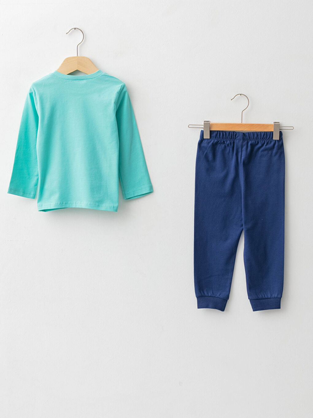 Turkuaz Bisiklet Yaka Uzun Kol Baskılı Erkek Bebek Pijama Takımı-1