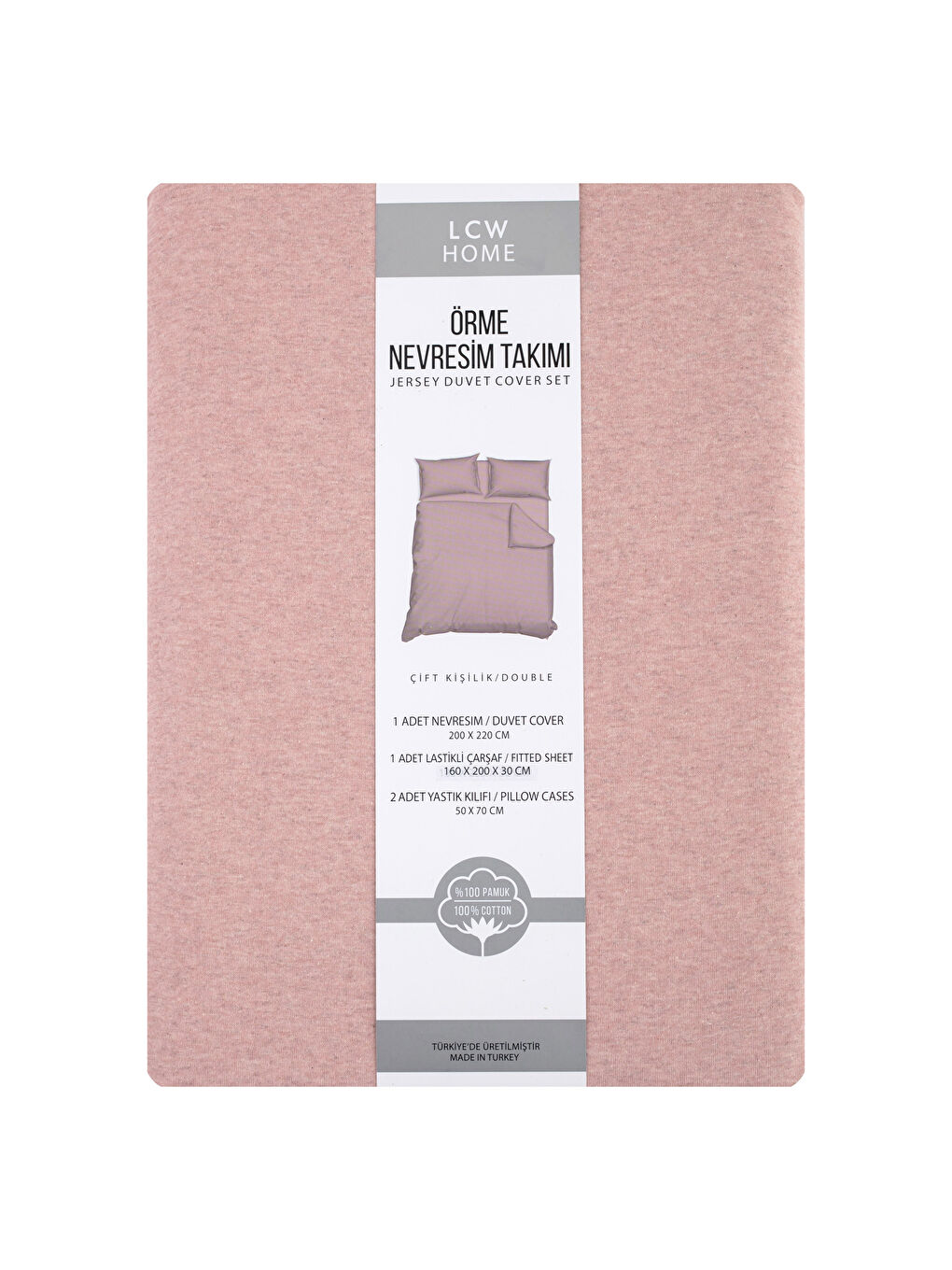 LCW HOME Double Plain Knitted Duvet Cover Set -W1G486Z8-LT4