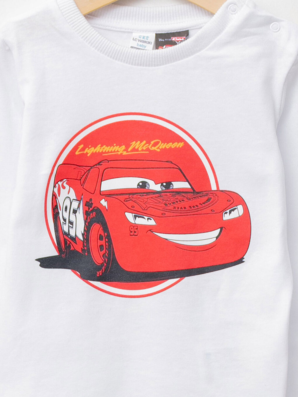 Tricou Bebeluși Băieți cu Mânecă Lungă și Guler Rotund Imprimat cu Cars și Pantaloni Jogger Set 2 Bucăți-2