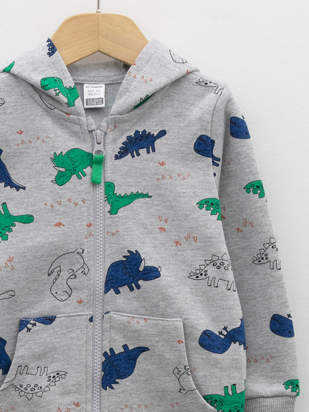 Bedrucktes Langarm-Sweatshirt mit Kapuze und Reißverschluss für Baby Jungen-2