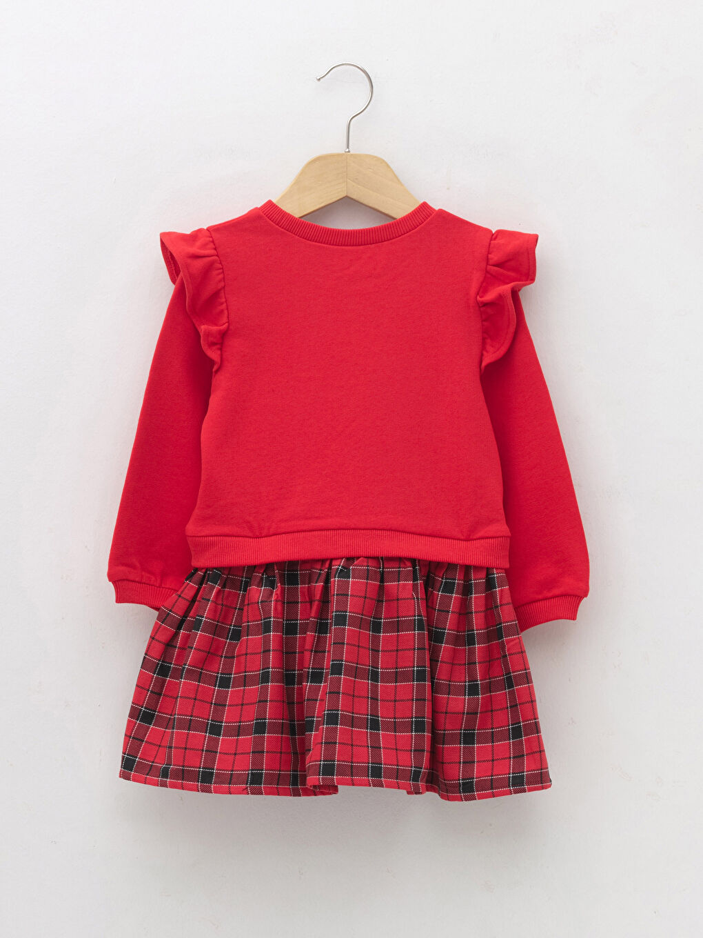 Crew Neck Long Sleeve Minnie Mouse Printed Cotton Baby Girl Dress-1