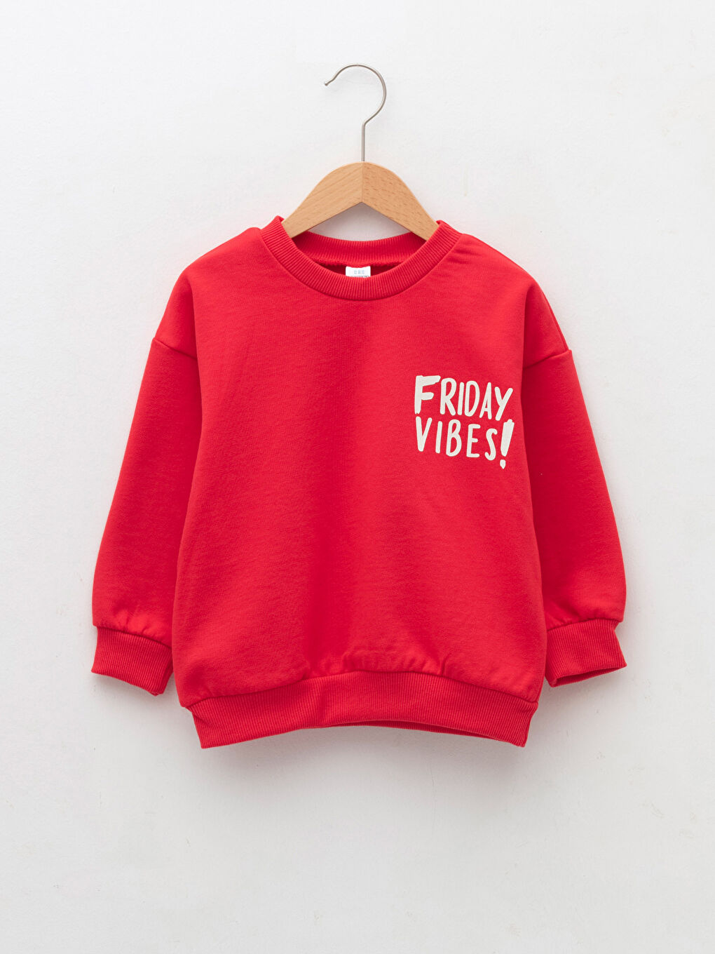 Kırmızı Bisiklet Yaka Uzun Kollu Baskılı Erkek Bebek Sweatshirt