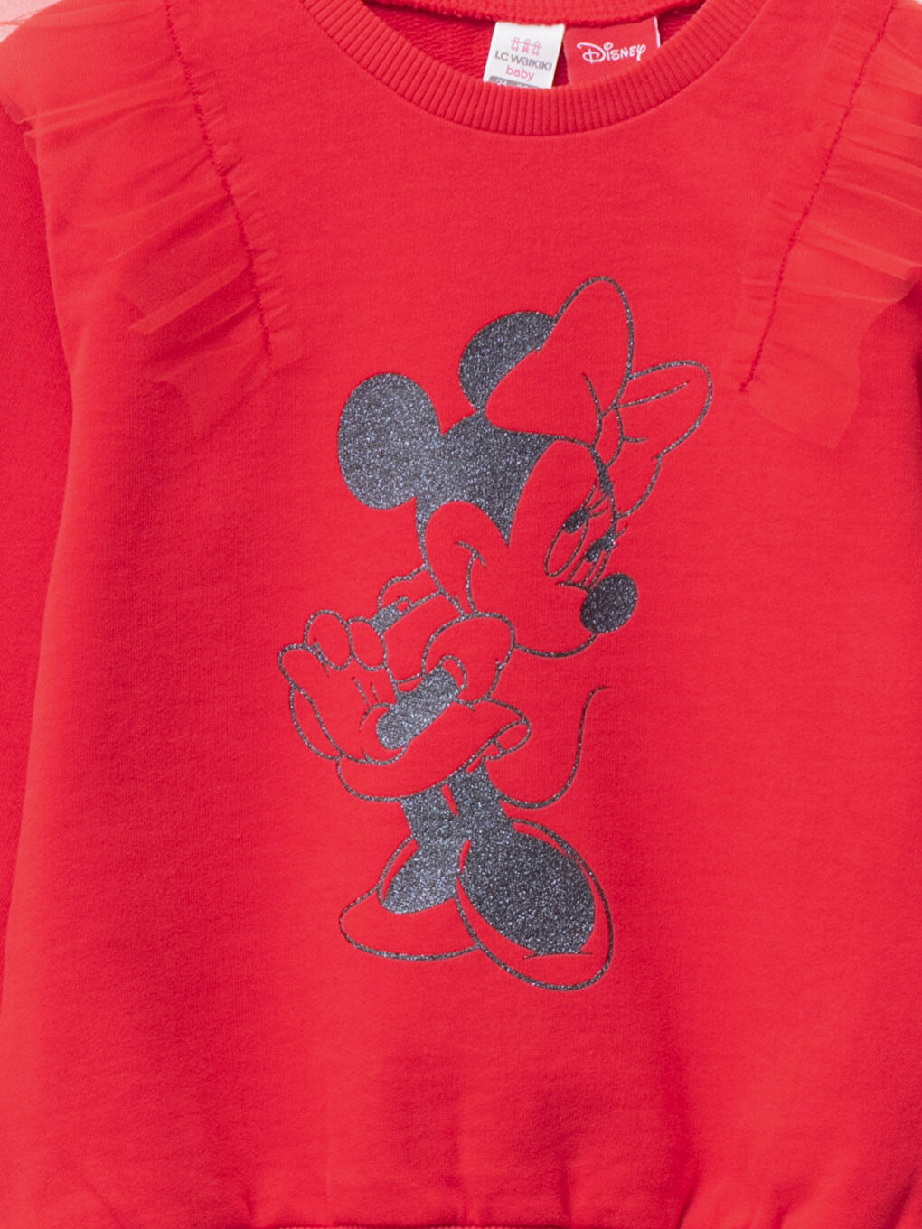 Свитшот с круглым вырезом, длинным рукавом и принтом Минни Маус для малышек девочек-2