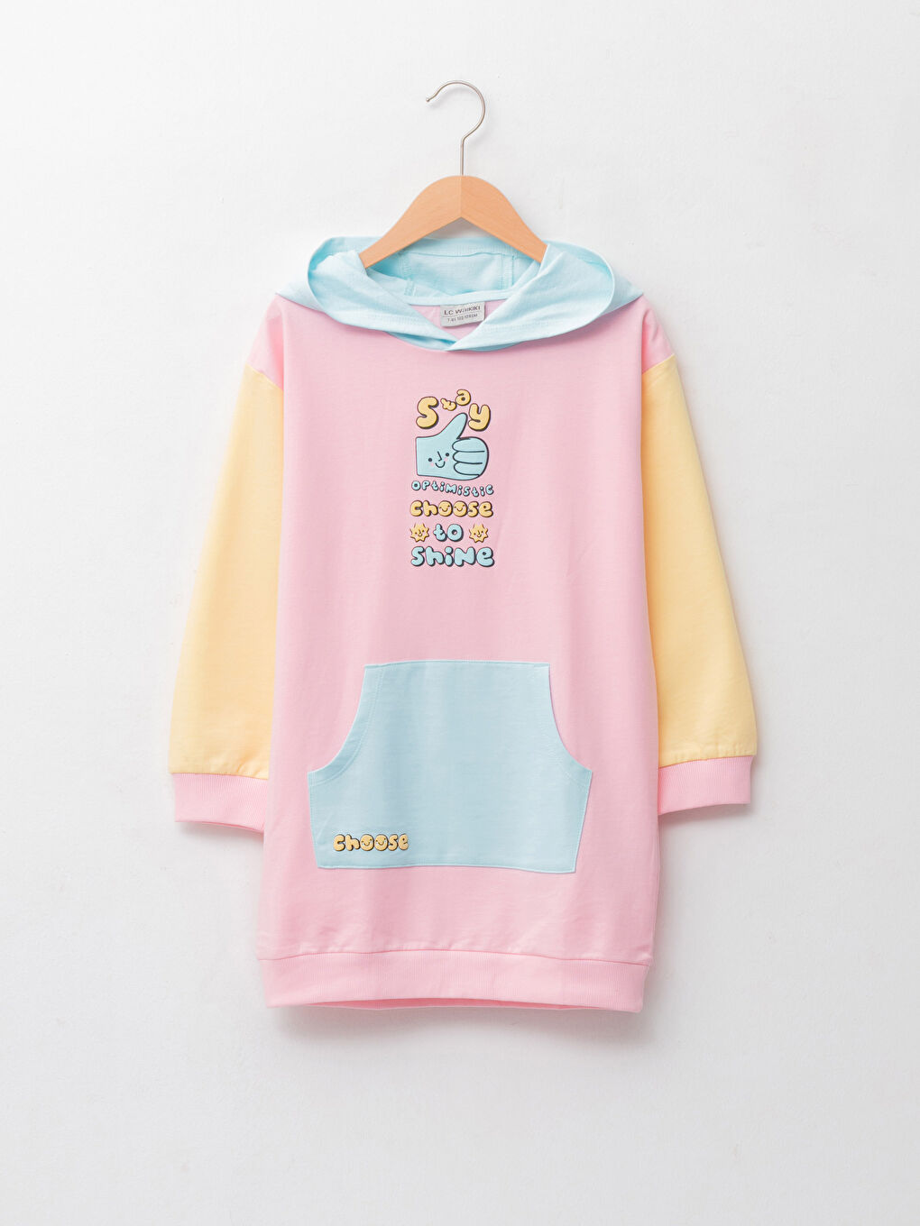 LCW Kids Hooded Printed Long Sleeve Girls' Dress -W1G922Z4-FVB