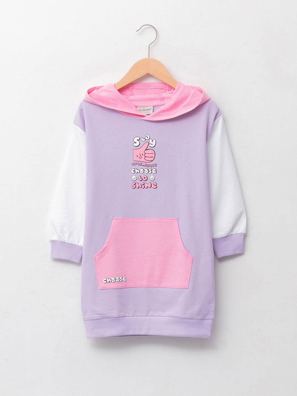 Hooded Printed Long Sleeve Girls' Dress -W1G922Z4-G0W