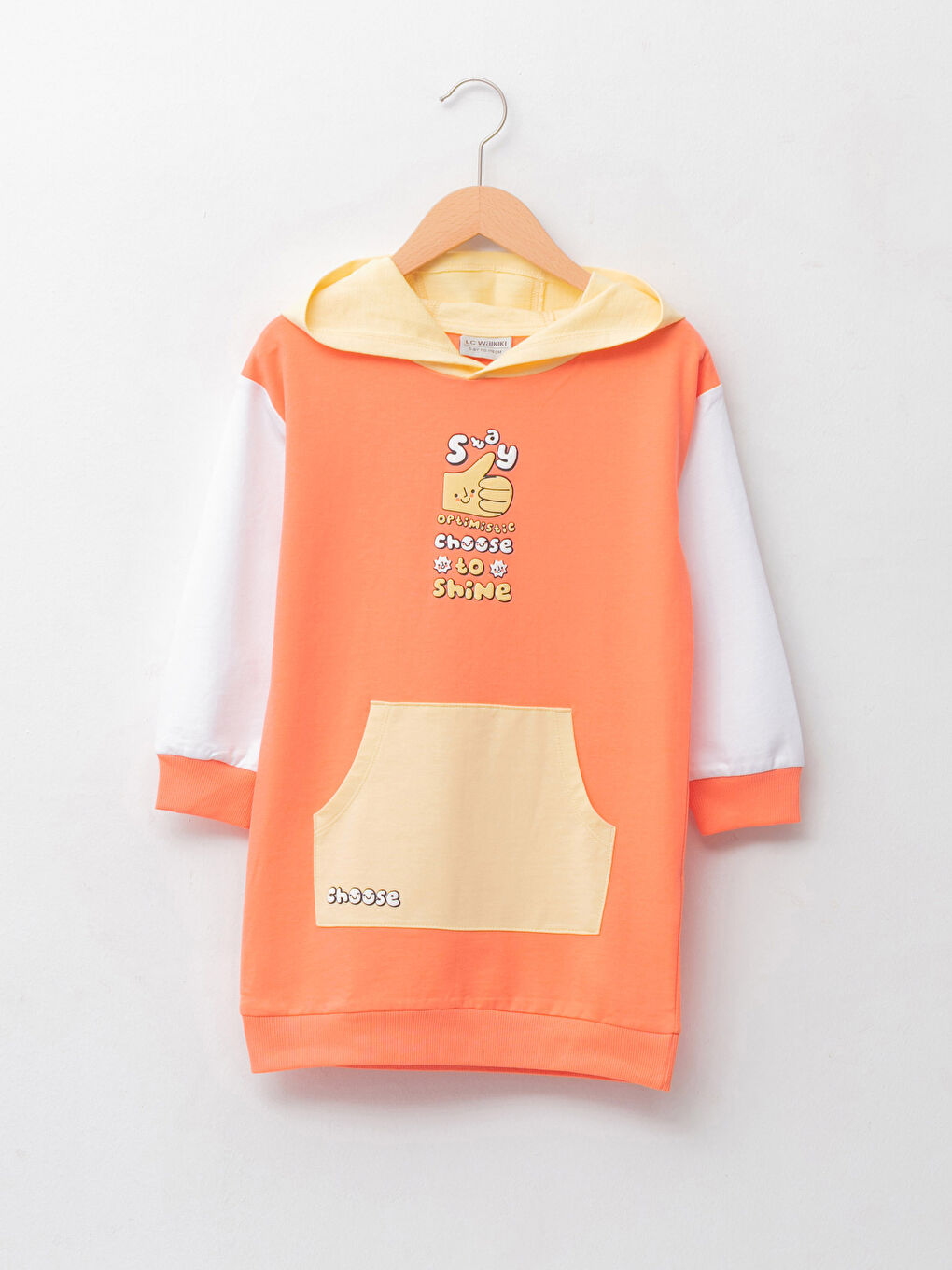 Hooded Printed Long Sleeve Girls' Dress -W1G922Z4-GLB