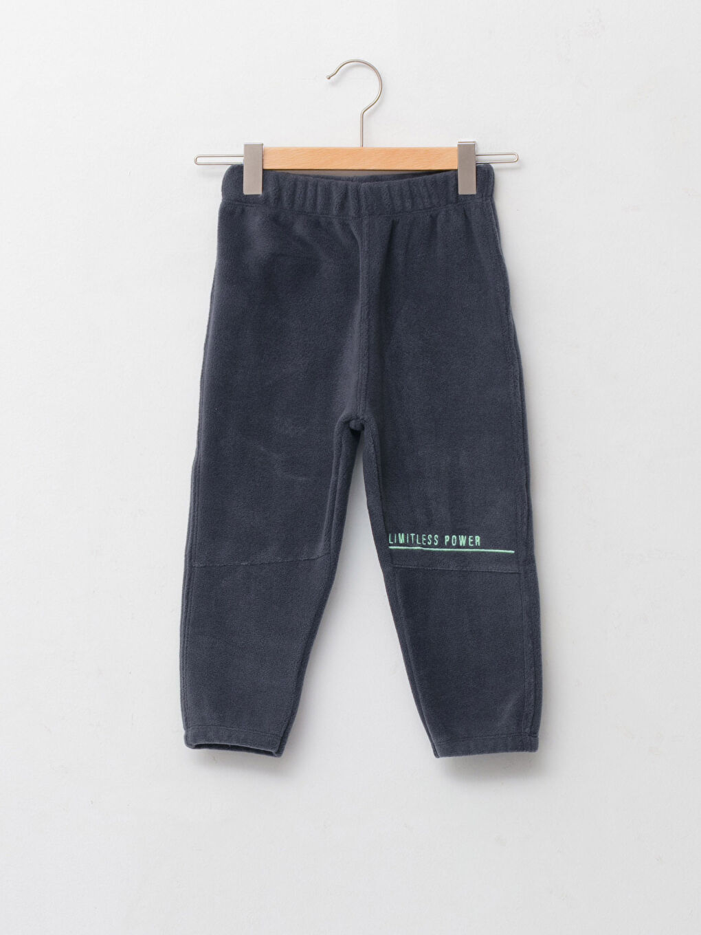 Antrasit Beli Lastikli Nakış Detaylı Polar Erkek Bebek Eşofman Alt