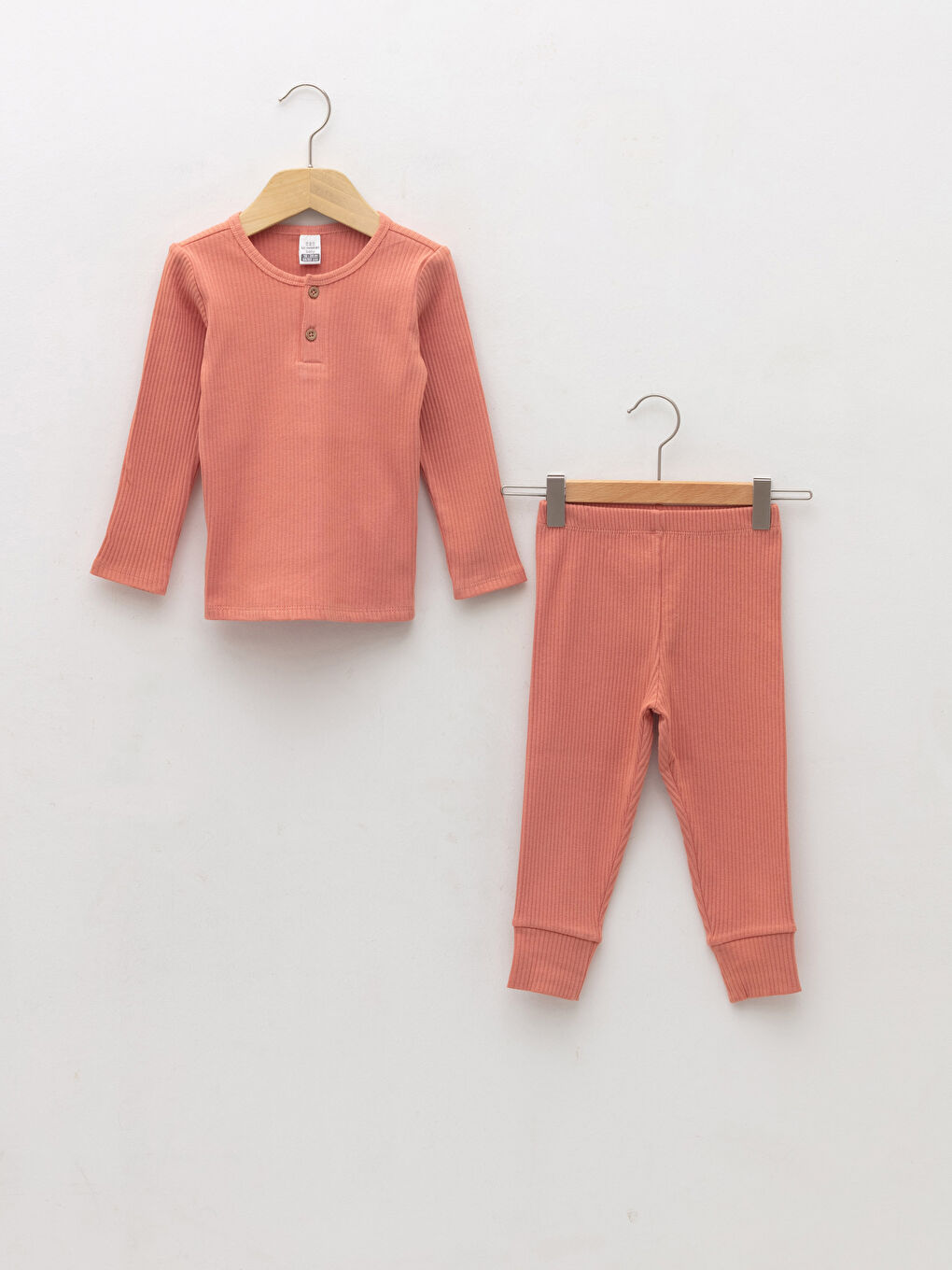 Mercan Bisiklet Yaka Uzun Kol Basic Erkek Bebek Pijama Takımı