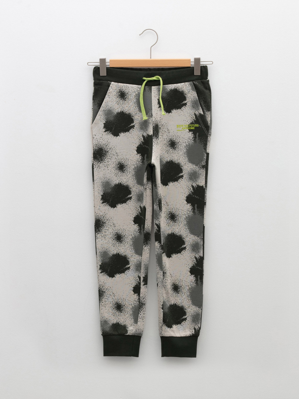 Yeşil Beli Lastikli Baskılı Erkek Çocuk Jogger Eşofman Altı